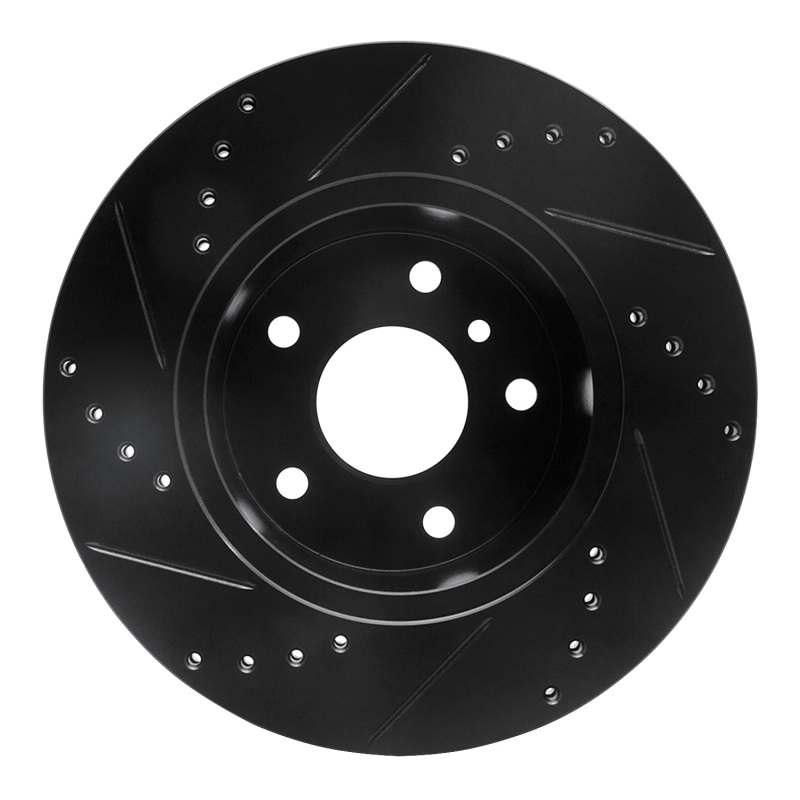 Land Rover Discovery Brake Rotor (1) - Front Right - R1 Concepts - Drilled & Slotted - Black - `99-`04